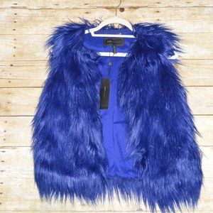 BCBGMaxAzria Bonni Blue Faux fur vest XS